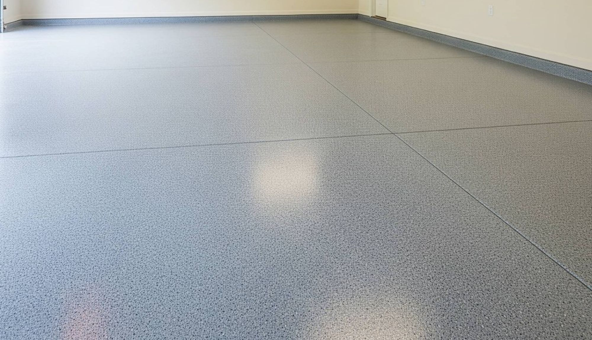 Glossy gray epoxy garage floor