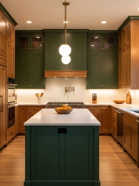Before and after photos of painted kitchen cabinets in Austin homes