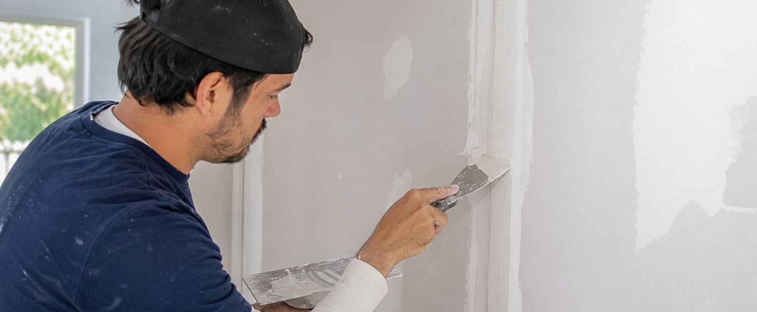Repaired crack in interior drywall