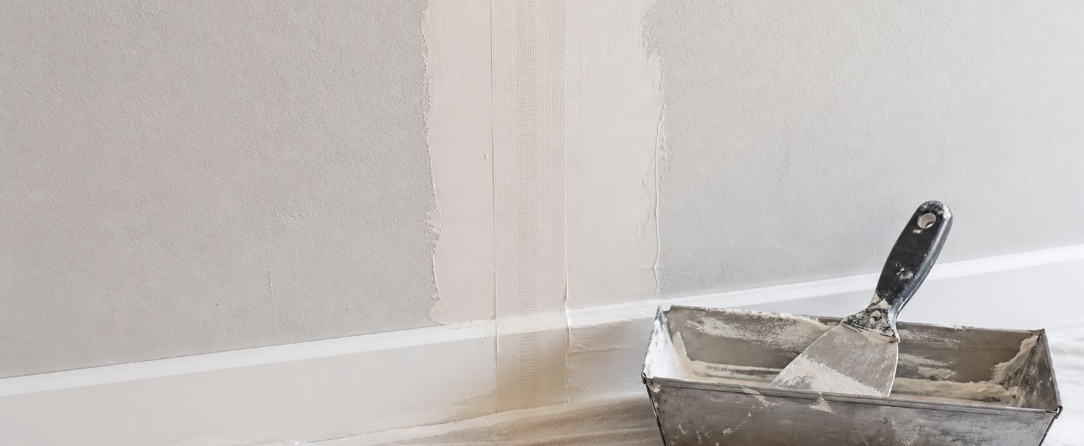 Repaired crack in interior drywall