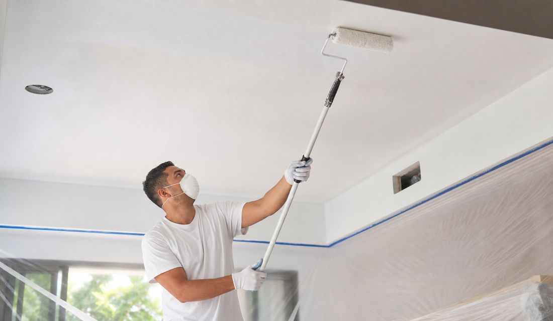 Freshly painted white ceiling