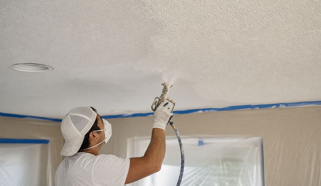 Newly retextured ceiling in a home