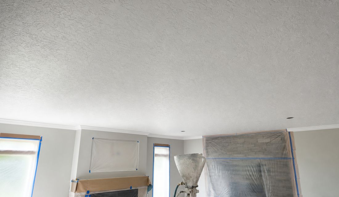 Newly retextured ceiling in a home