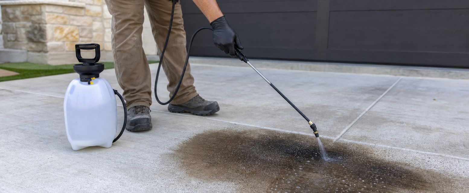 Driveway stain and oil spot removal