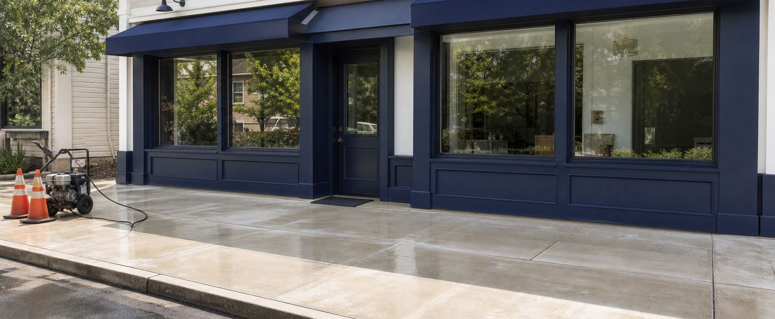 Commercial storefront washing