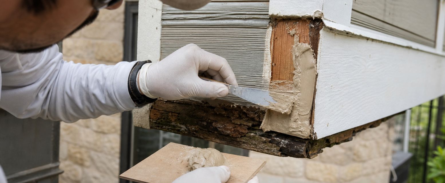 Epoxy filling a rotted wood section