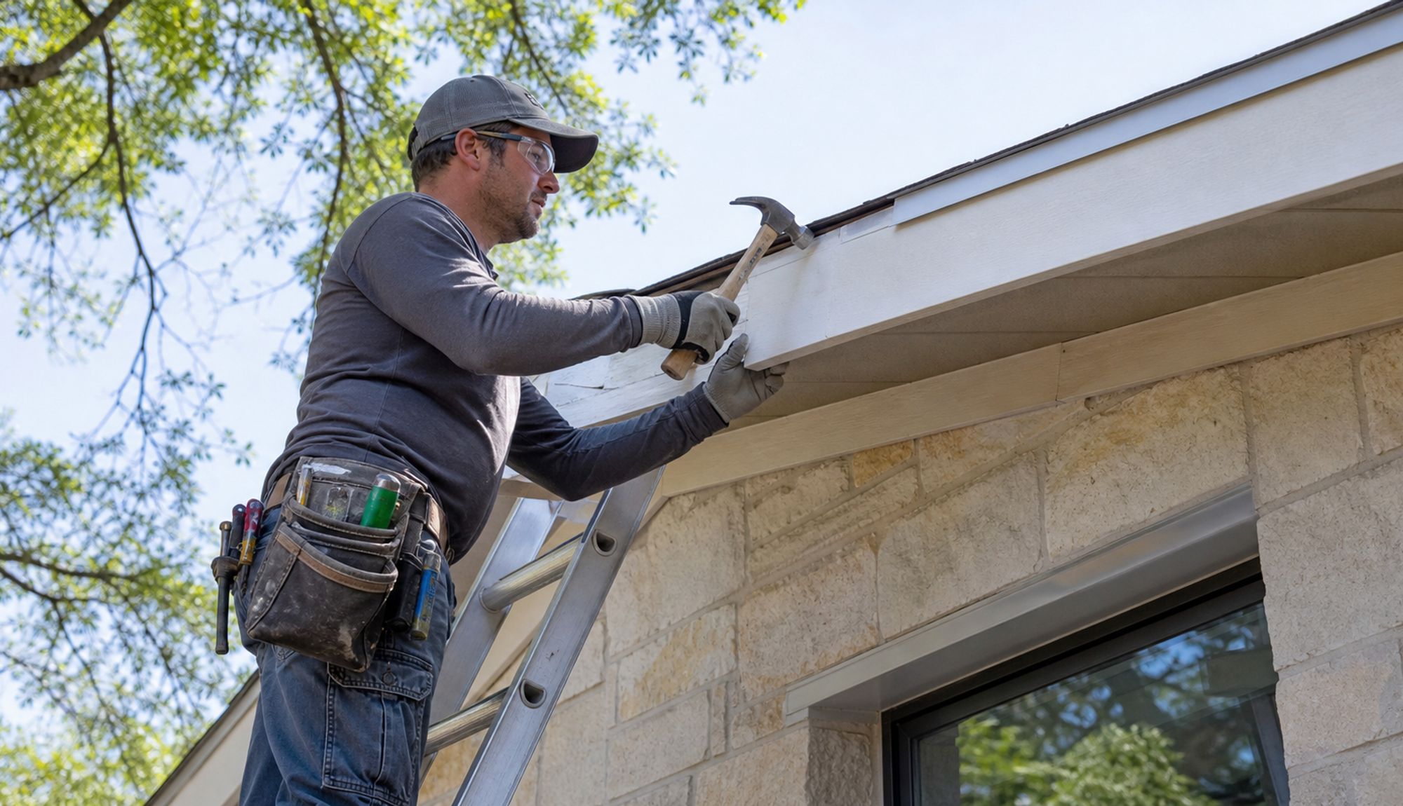 Repaired fascia board on Austin home