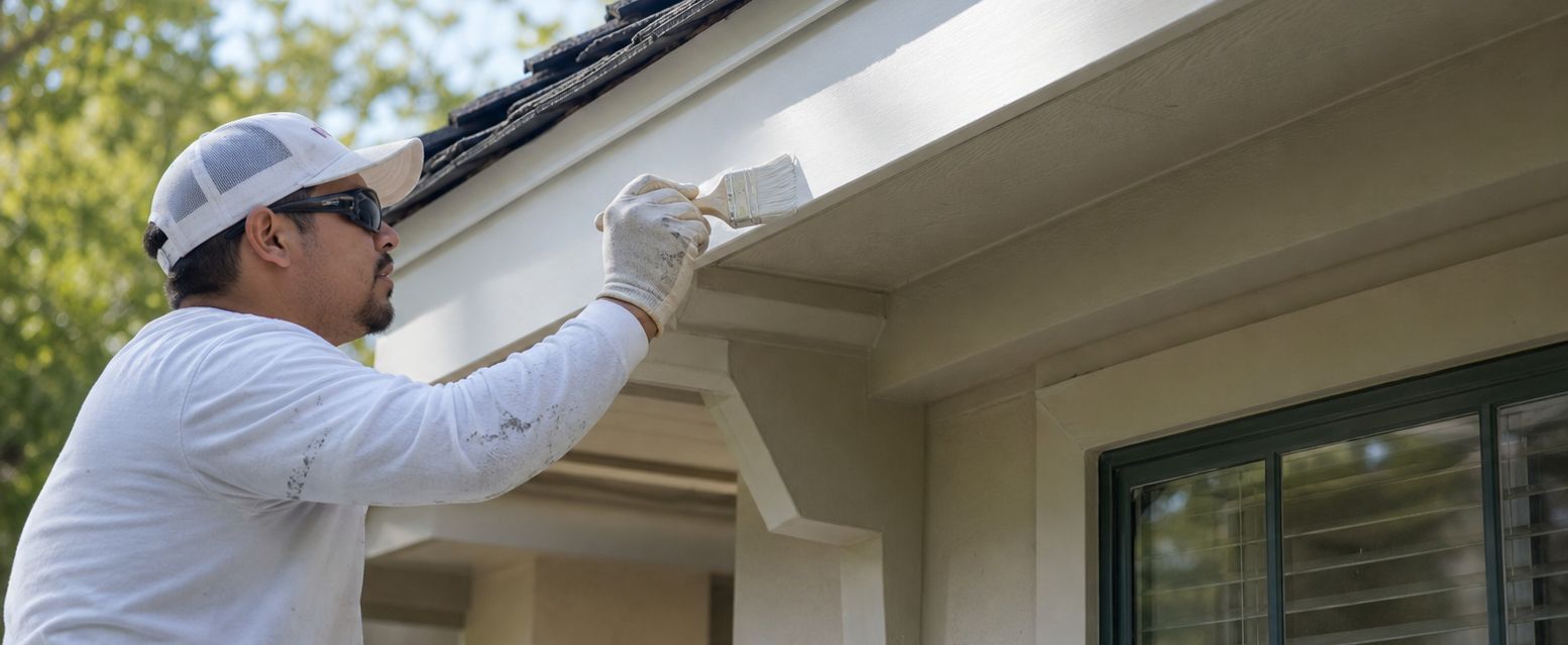 Freshly painted exterior wood after repair