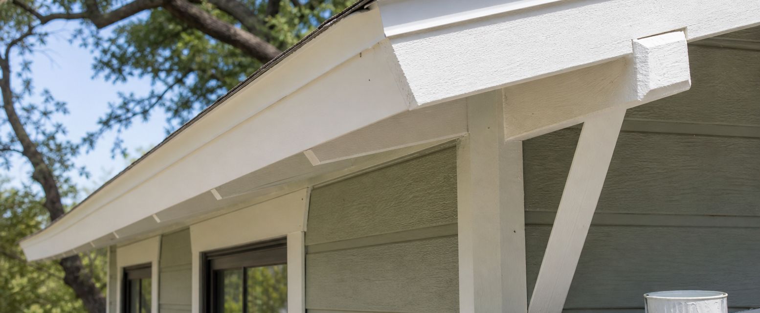 Freshly painted exterior wood after repair