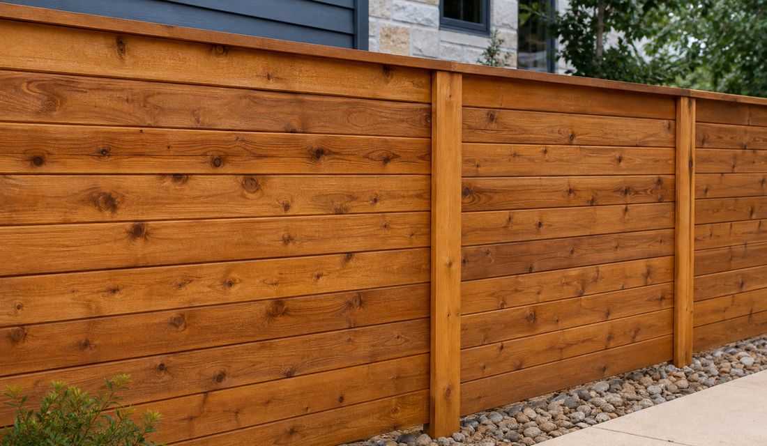 Stained cedar fence panel