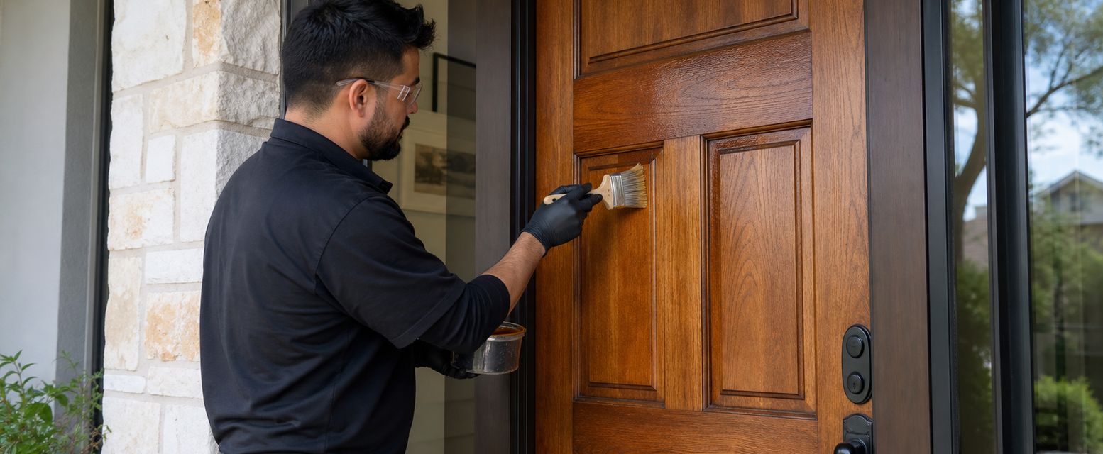 Stained exterior wood trim